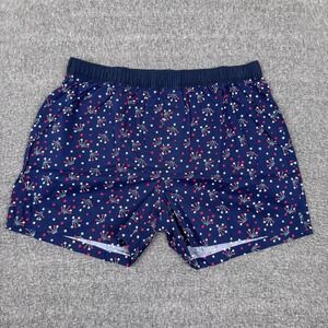 Vintage Lands End Poplin Boxer Shorts Mens Large Blue Fireworks Deadstock NWT